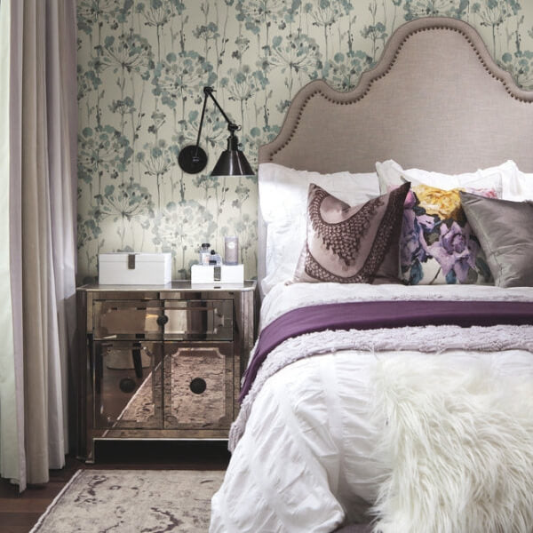 Flourish Sheer Blue & Grey Peel & Stick Wallpaper