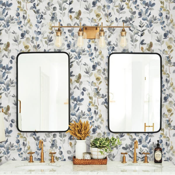 Joyful Eucalyptus Navy Peel & Stick Wallpaper