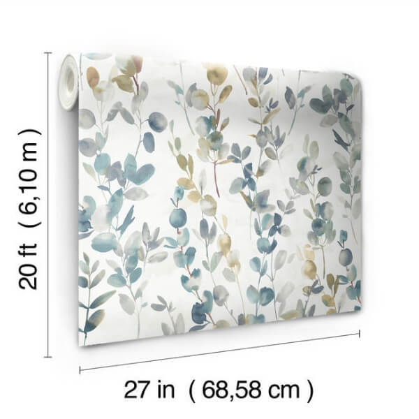 Joyful Eucalyptus Navy Peel & Stick Wallpaper