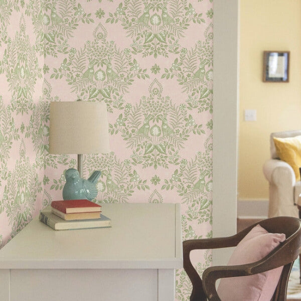Cottontail Toile Pink & Chartreuse Peel & Stick Wallpaper