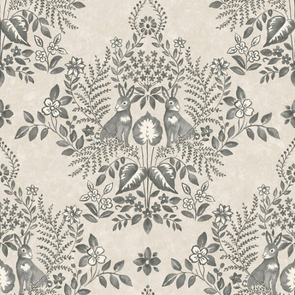 Cottontail Toile Linen & Charcoal Peel & Stick Wallpaper