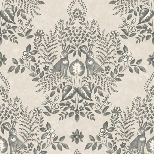 Cottontail Toile Linen & Charcoal Peel & Stick Wallpaper