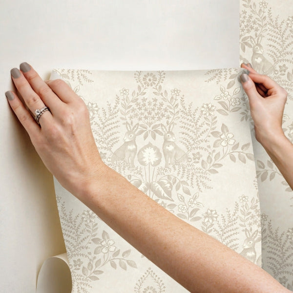 Cottontail Toile Wicker Peel & Stick Wallpaper