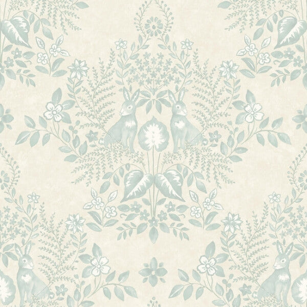 Cottontail Toile Vintage Duck Egg Peel & Stick Wallpaper