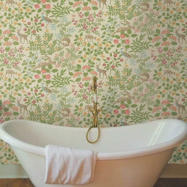 Woodland Floral Linen Peel & Stick Wallpaper