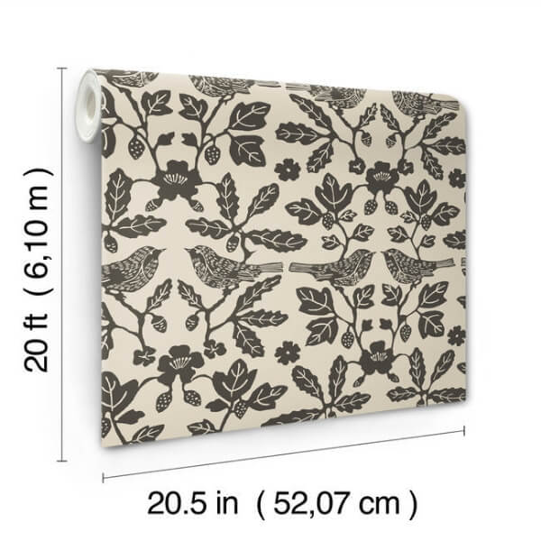 Sparrow & Oak Linen & Charcoal Peel & Stick Wallpaper