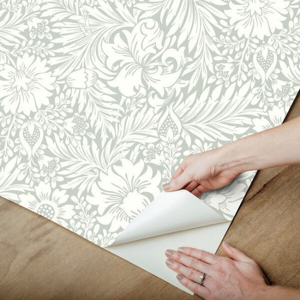 Modern Acanthus Vintage Duck Egg Peel & Stick Wallpaper