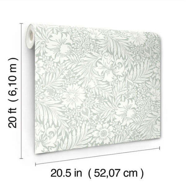Modern Acanthus Vintage Duck Egg Peel & Stick Wallpaper