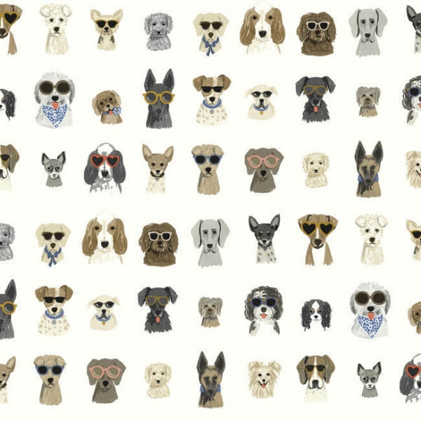 Dog Days Multi White Peel & Stick Wallpaper