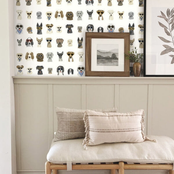 Dog Days Multi White Peel & Stick Wallpaper