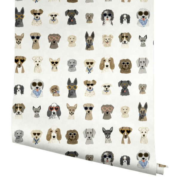 Dog Days Multi White Peel & Stick Wallpaper
