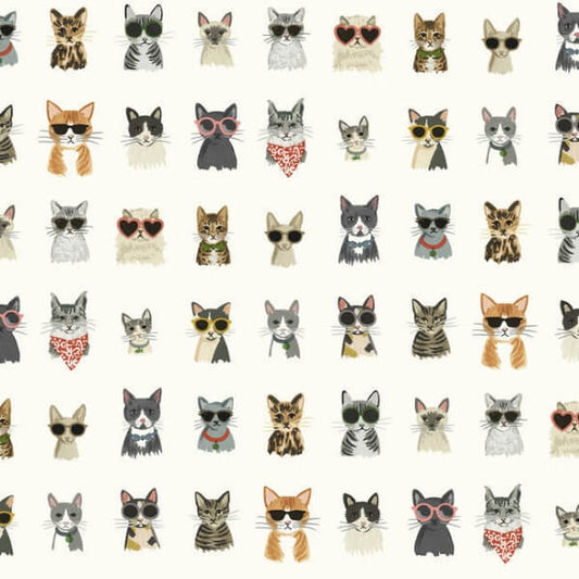 Cool Cats Multi White Peel & Stick Wallpaper