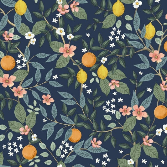 Citrus Grove Navy Peel & Stick Wallpaper
