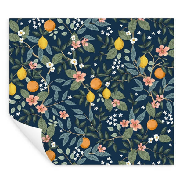 Citrus Grove Navy Peel & Stick Wallpaper