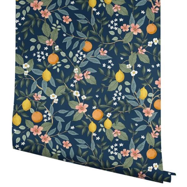 Citrus Grove Navy Peel & Stick Wallpaper