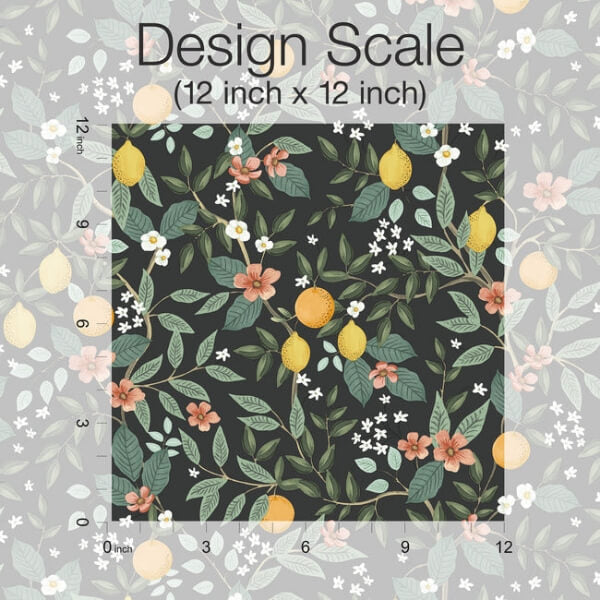 Citrus Grove Black Peel & Stick Wallpaper