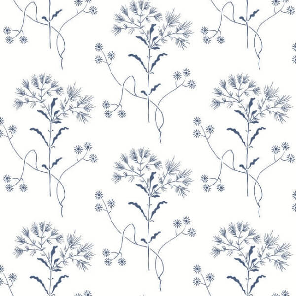 Wildflower Navy Wallpaper