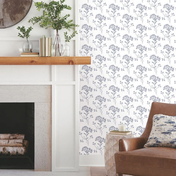 Wildflower Navy Wallpaper