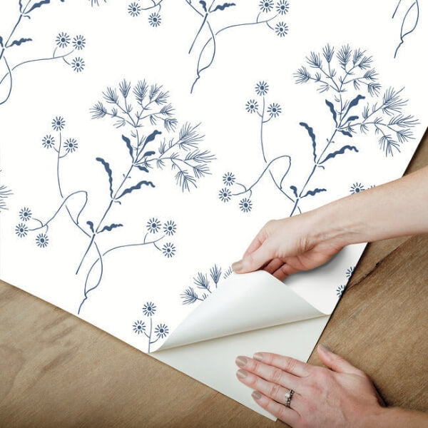 Wildflower Navy Wallpaper