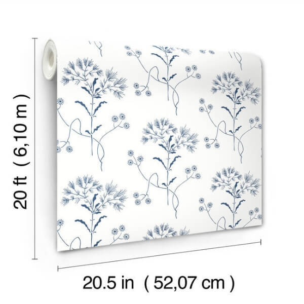 Wildflower Navy Wallpaper