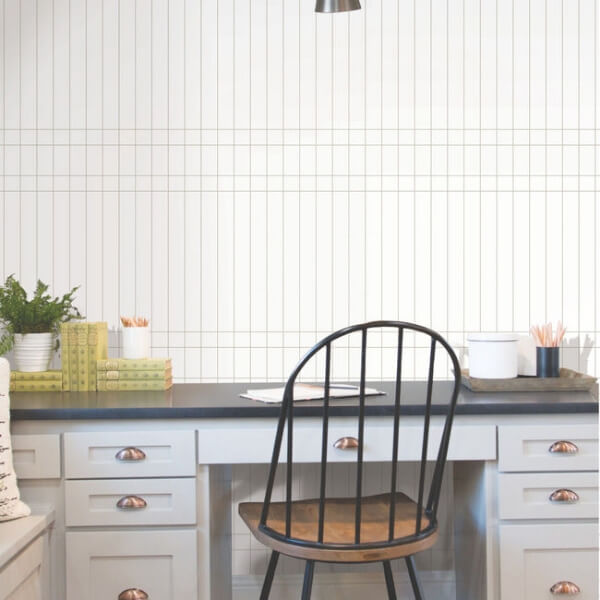 Linear Gridwork Linen on White Wallpaper