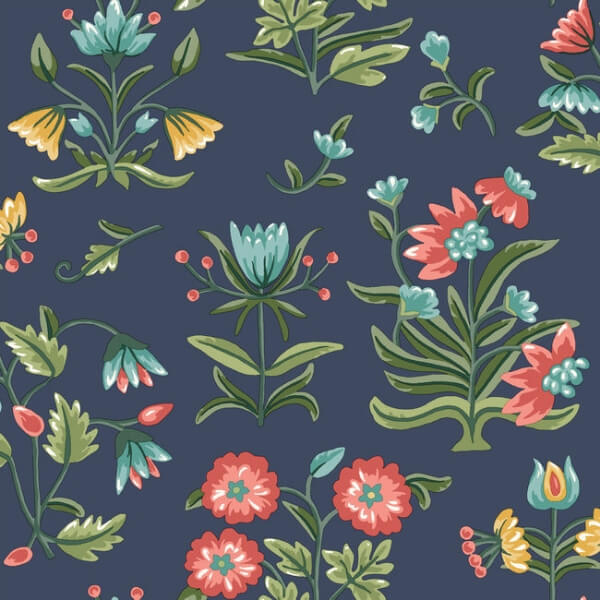 Heirloom Floral Navy Peel & Stick Wallpaper