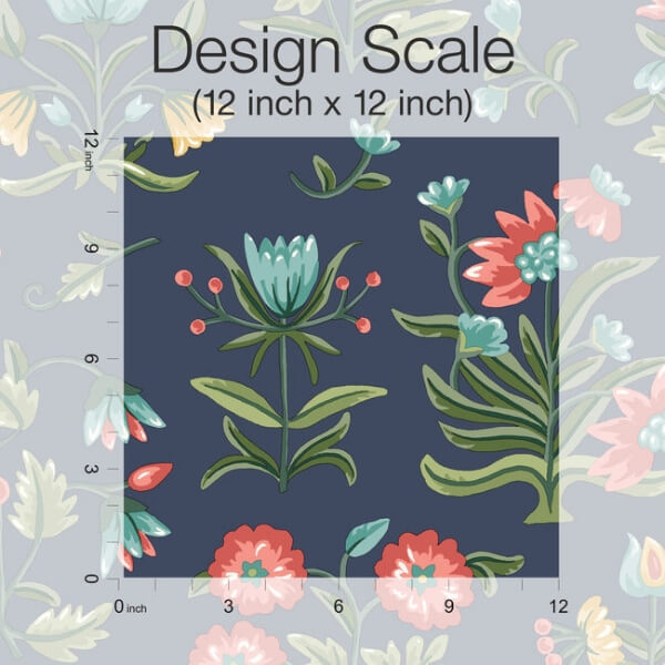 Heirloom Floral Navy Peel & Stick Wallpaper