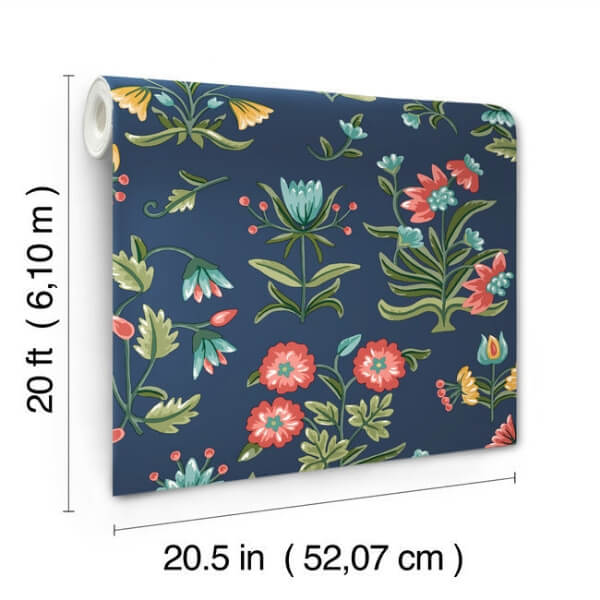 Heirloom Floral Navy Peel & Stick Wallpaper