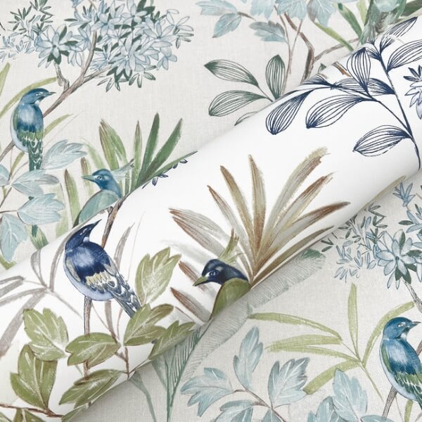 Handpainted Songbird Turquiose Peel & Stick Wallpaper