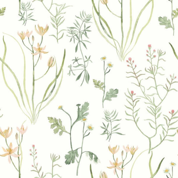 Alpine Botanical Peach Peel & Stick Wallpaper