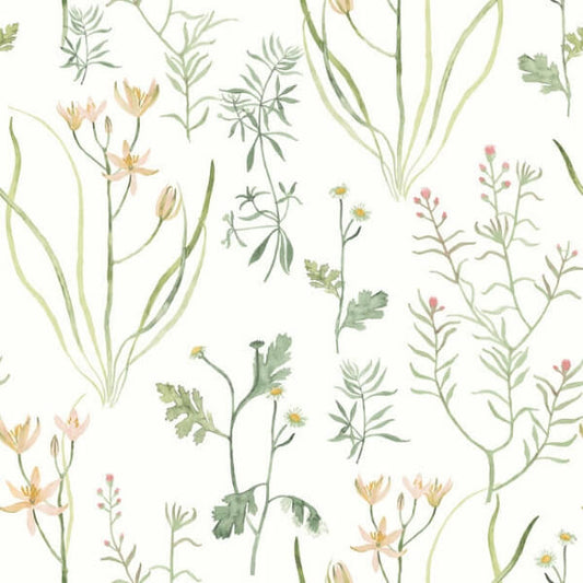 Alpine Botanical Peach Peel & Stick Wallpaper