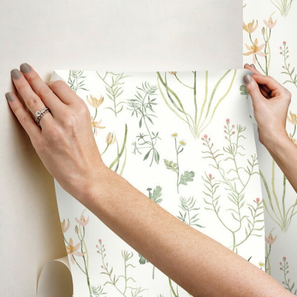 Alpine Botanical Peach Peel & Stick Wallpaper
