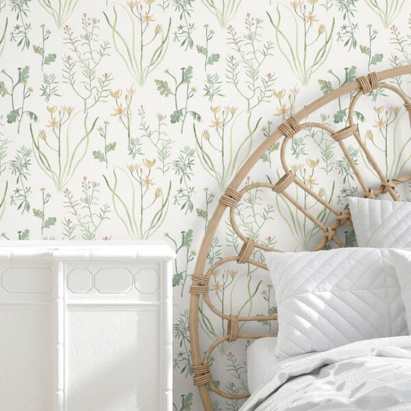 Alpine Botanical Peach Peel & Stick Wallpaper