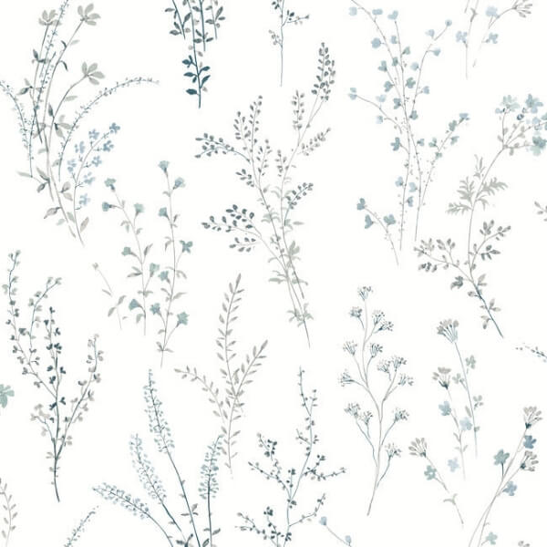 Wildflower Sprigs Blue & Green Peel & Stick Wallpaper