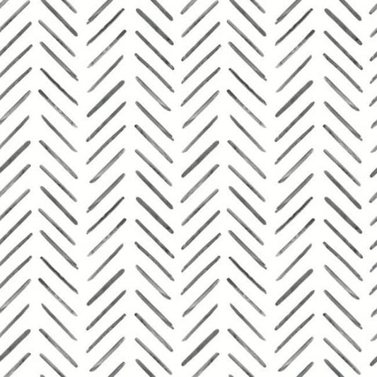 Painted Herringbone Black Peel & Stick Wallpaper