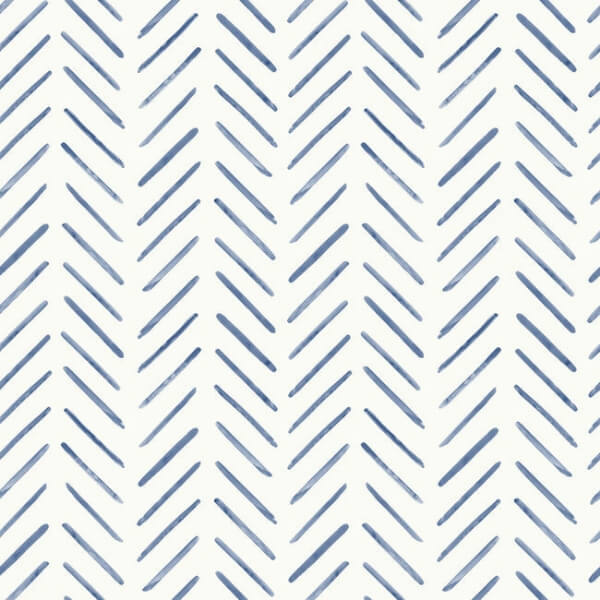 Painted Herringbone Navy Peel & Stick Wallpaper