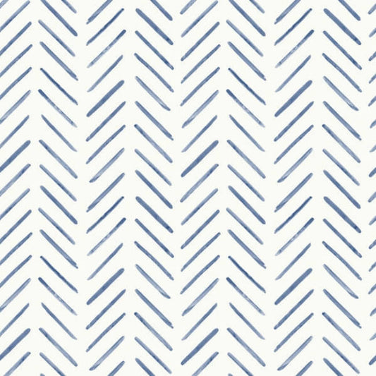 Painted Herringbone Navy Peel & Stick Wallpaper