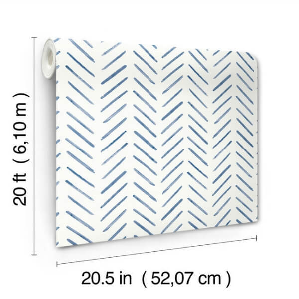 Painted Herringbone Navy Peel & Stick Wallpaper