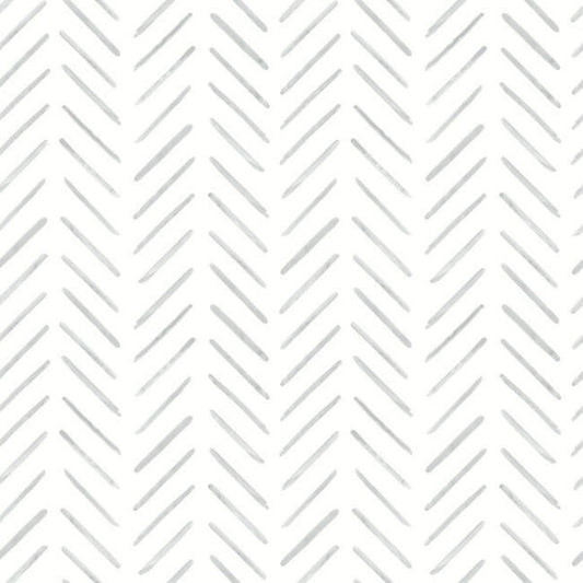 Painted Herringbone Fog Peel & Stick Wallpaper