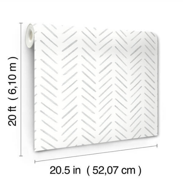 Painted Herringbone Fog Peel & Stick Wallpaper