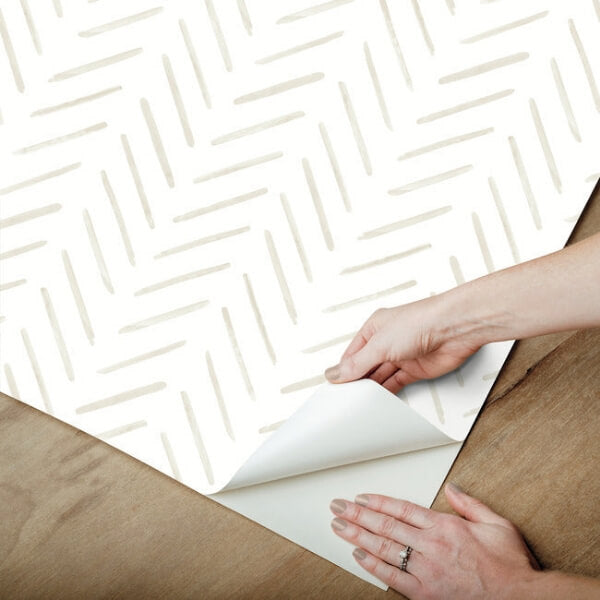 Painted Herringbone Sand Peel & Stick Wallpaper