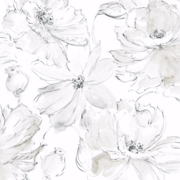 Floral Dreams Grey Peel & Stick Wallpaper