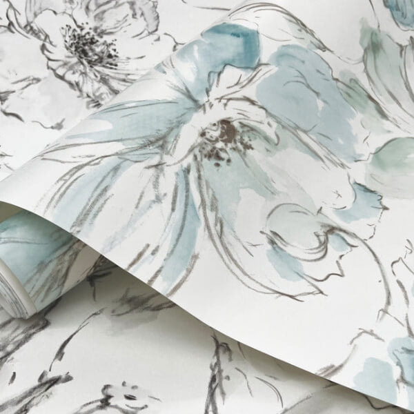 Floral Dreams Grey Peel & Stick Wallpaper