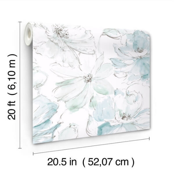 Floral Dreams Mineral Green Peel & Stick Wallpaper
