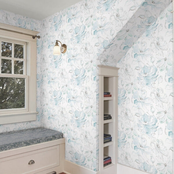 Floral Dreams Mineral Green Peel & Stick Wallpaper