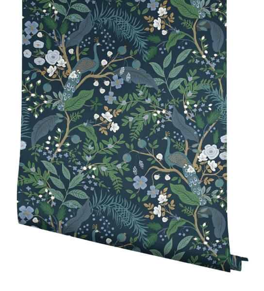 Peacock Garden Navy Peel & Stick Wallpaper