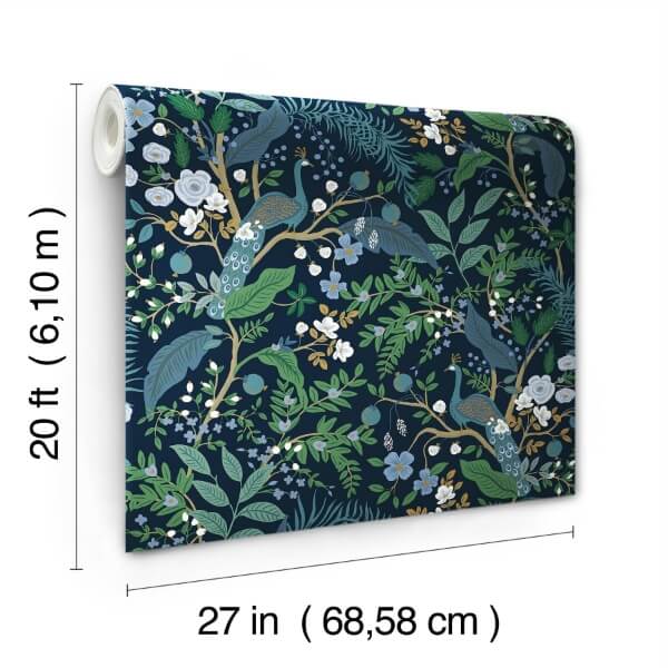 Peacock Garden Navy Peel & Stick Wallpaper