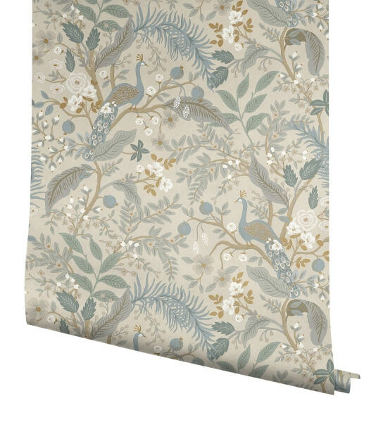 Peacock Garden Linen Peel & Stick Wallpaper