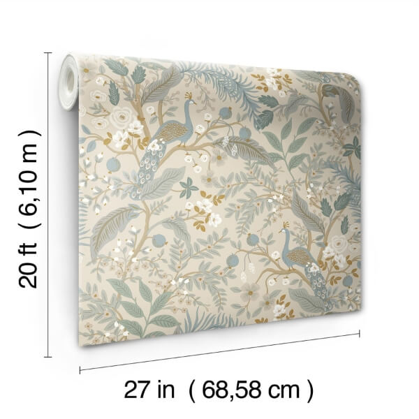 Peacock Garden Linen Peel & Stick Wallpaper