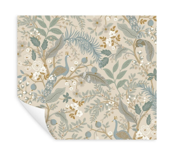 Peacock Garden Linen Peel & Stick Wallpaper